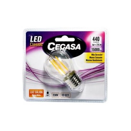 Cegasa Led Filamento Esfer E27 4w Calida