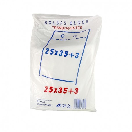 Bolsa Bloc Transparente 25x35+3