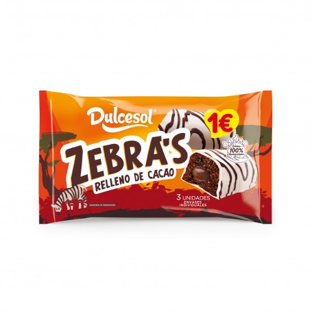 Dulcesol Bombon Zebra Relleno Cacao 3u.