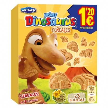Galleta Mini Dinosaurus Cereales 124g. Artiach